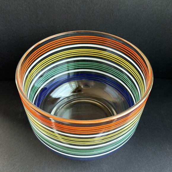 Rainbow Striped Glass Bowl Ice Bucket 6” EUC - Picture 2 of 14